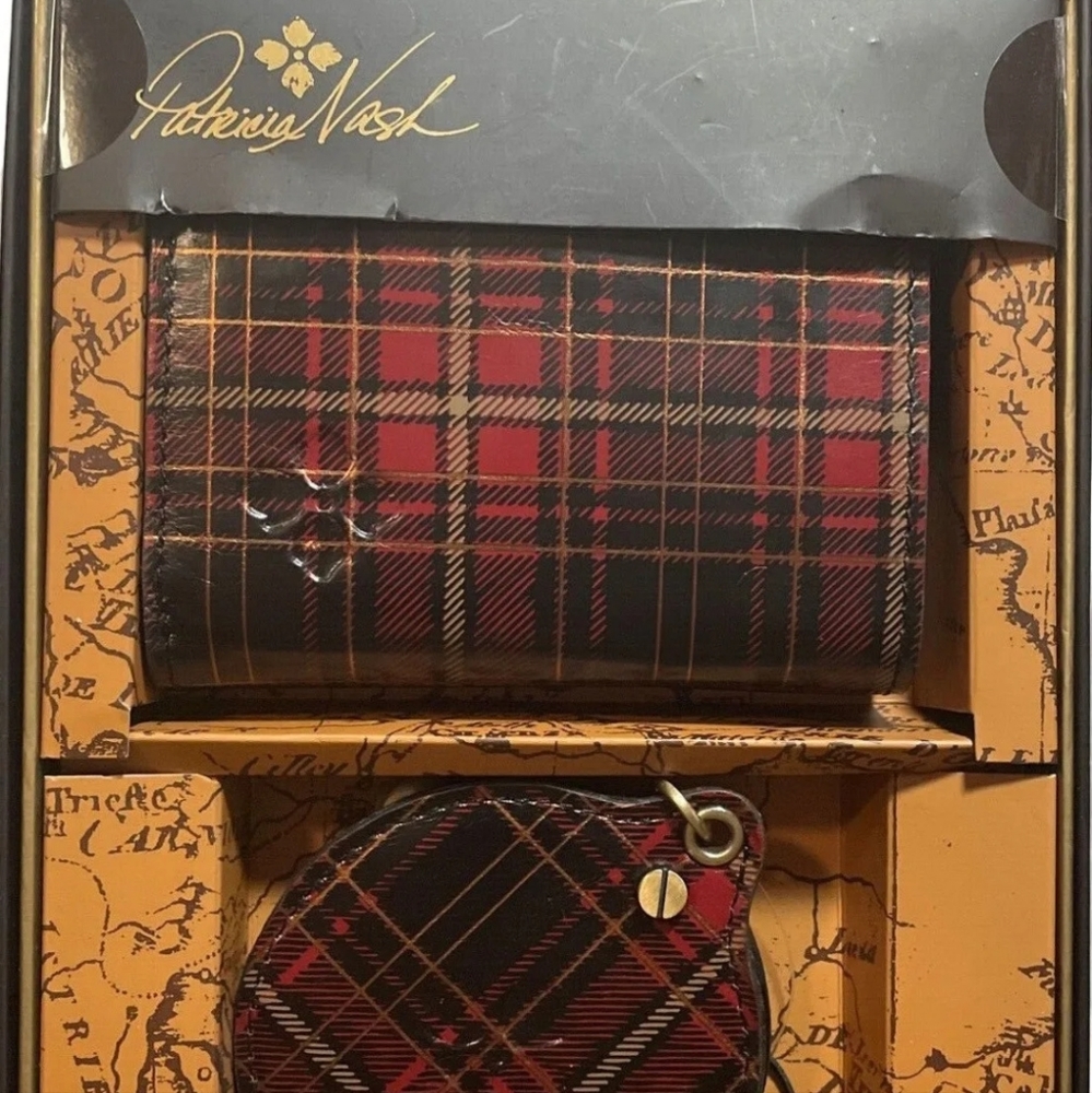 Patricia Nash Erica Wallet with Liscia Mirror Set Red Tartan 2 Piece Set